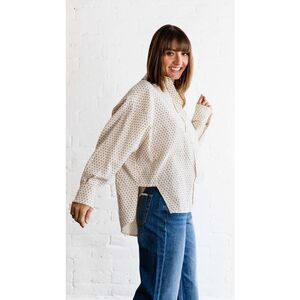 GRADE & GATHER ditsy quilt top top button down cotton top